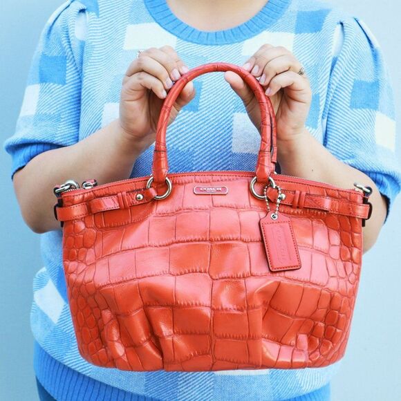 NWT Coach LIMITED EDITION Croc Leather Work Satchel Bag - Picture 2 of 10